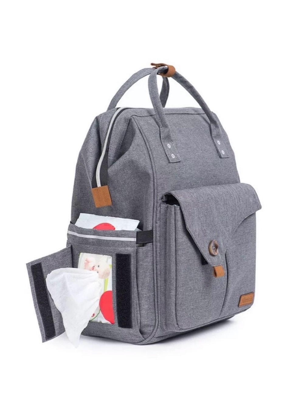 Alameda Gray Diaper Backpack Baby Bag Waterproof Travel Tote EUC - Picture 4 of 9